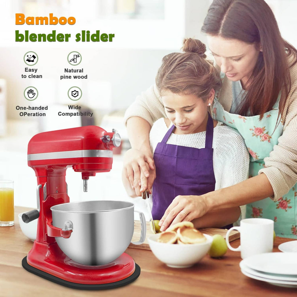 Black oval bamboo mixer slider pad for one-handed kitchen mixer movement