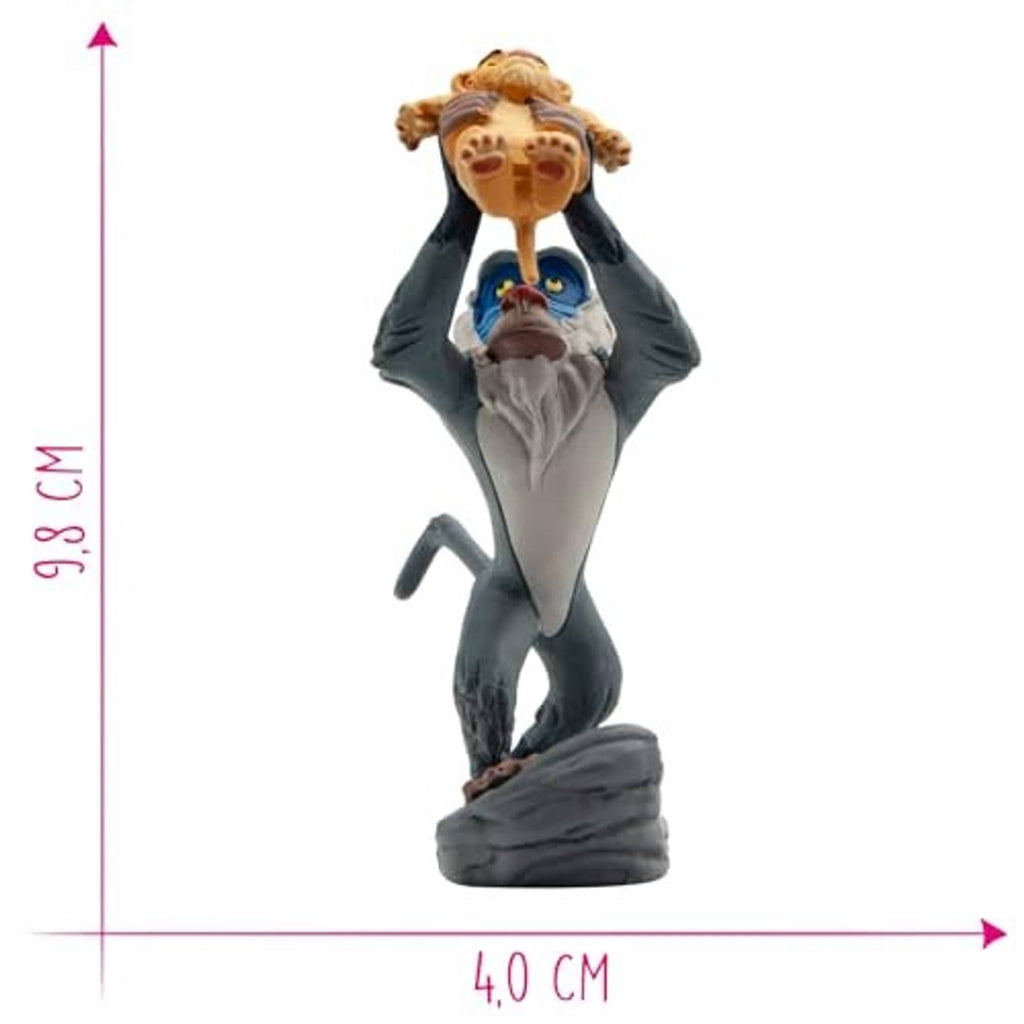 Standing Rafiki toy figure with Simba on shoulder, painted gray and orange tones
