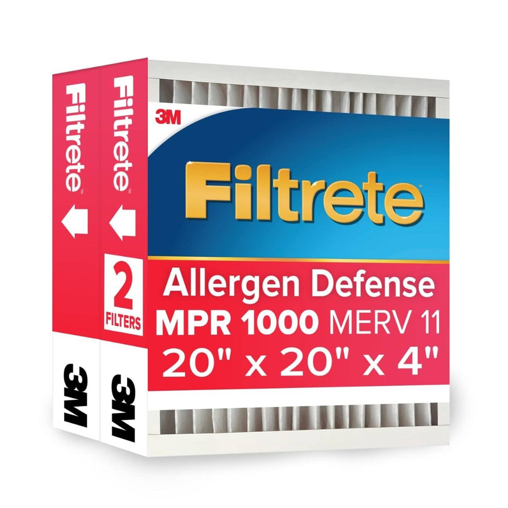 White pleated furnace air filter, 20 x 20 x 4 in, MERV 11