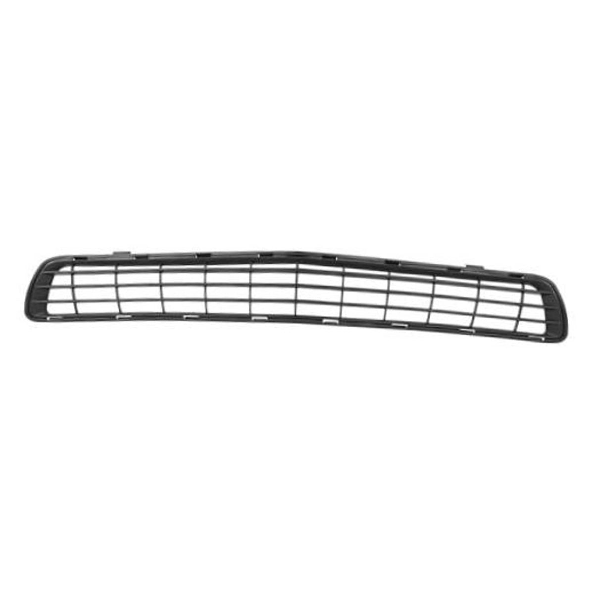 Black front lower grille with grid slats and wide curved frame