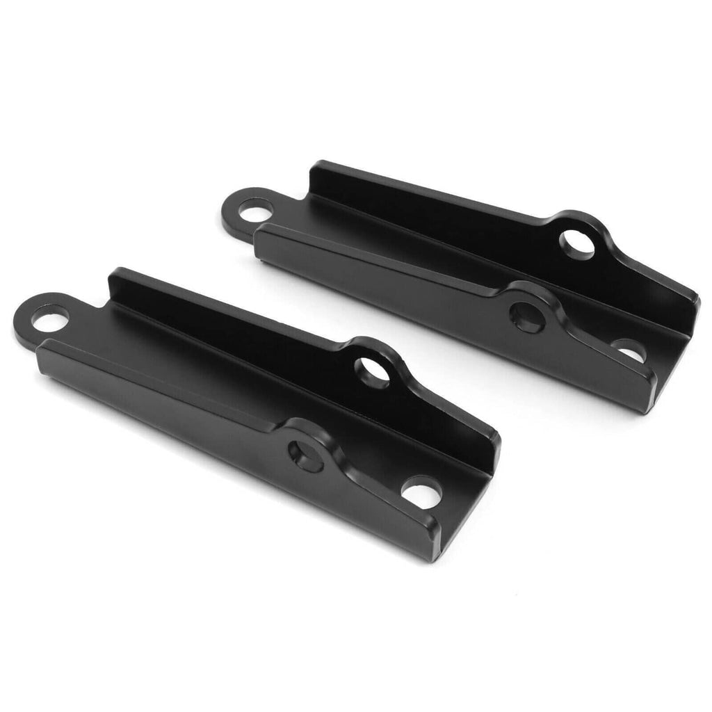 Front traction control tie bar kit brackets, black metal plates with mounting holes