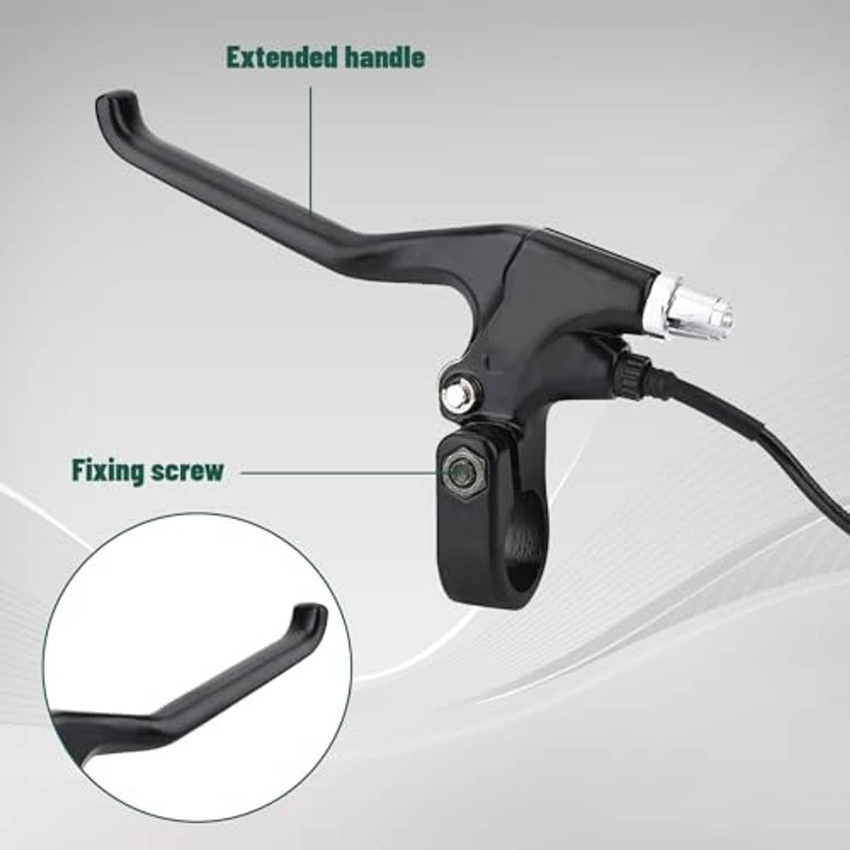 Black e-bike brake lever with extended handle and visible fixing screw