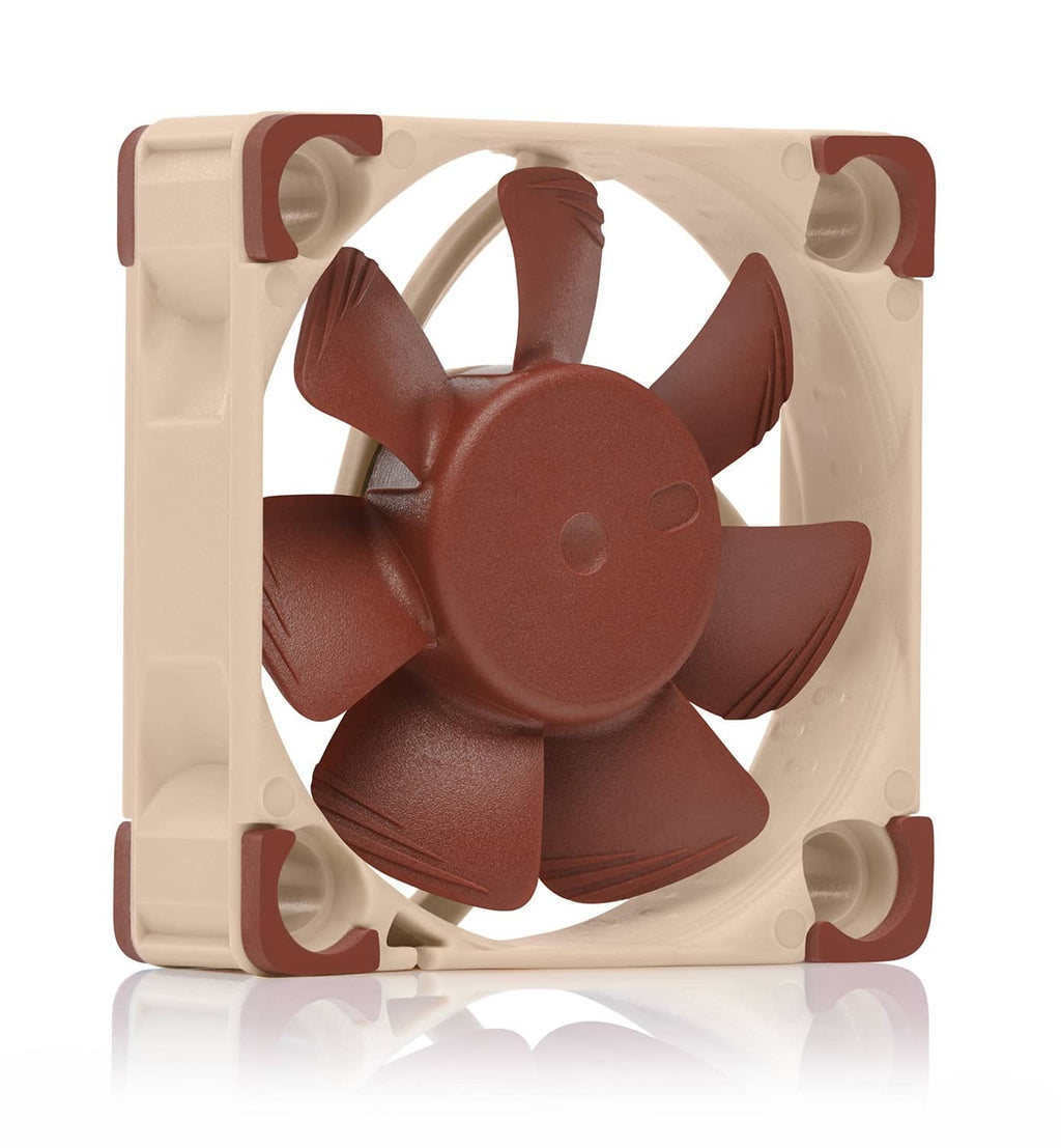 Brown 40x10mm PC case fan with cream frame and four blades, 3-pin style