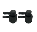 Black heater nozzle adapter with two barbed hose connectors, replacement part
