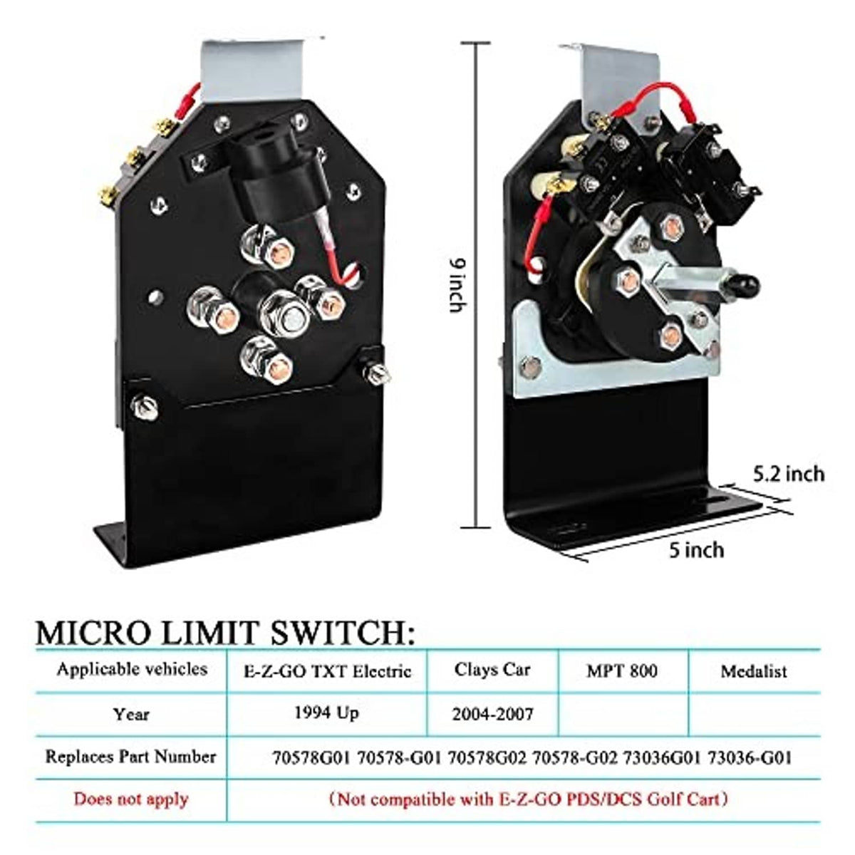Forward reverse switch assembly with metal lever, mounting bracket and red leads