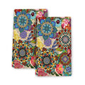 Set of 2 boho floral kitchen towels with colorful flower mandala patterns