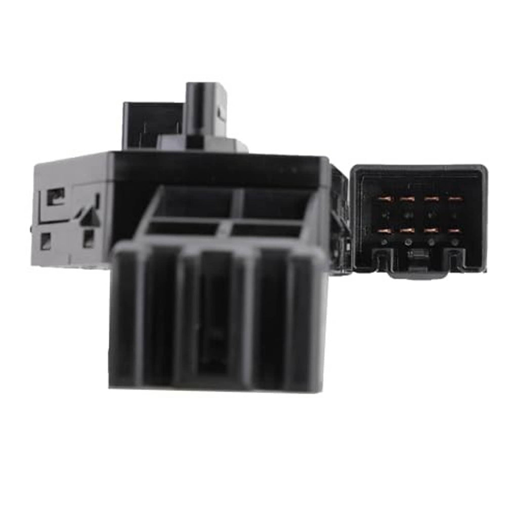 Power seat switch driver-side module plug connector with metal pins, black housing