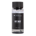 Aroma diffuser oil bottle, dark 'My Way' label and ribbed black cap, 1.7 fl oz