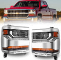 Pair chrome headlight assemblies with amber side markers and clear lens housings