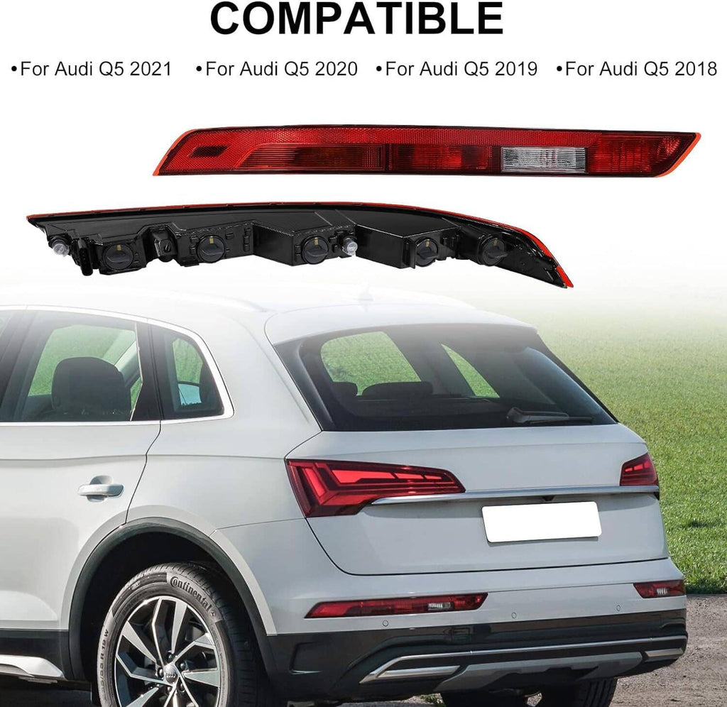 Rear bumper tail light bar with red lens and clear center reflector