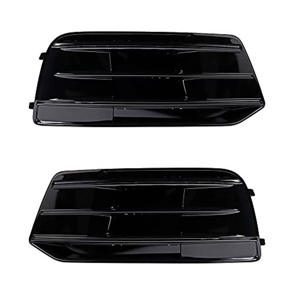 Glossy black front grille inserts, two-piece set, front view with rectangular slat openings