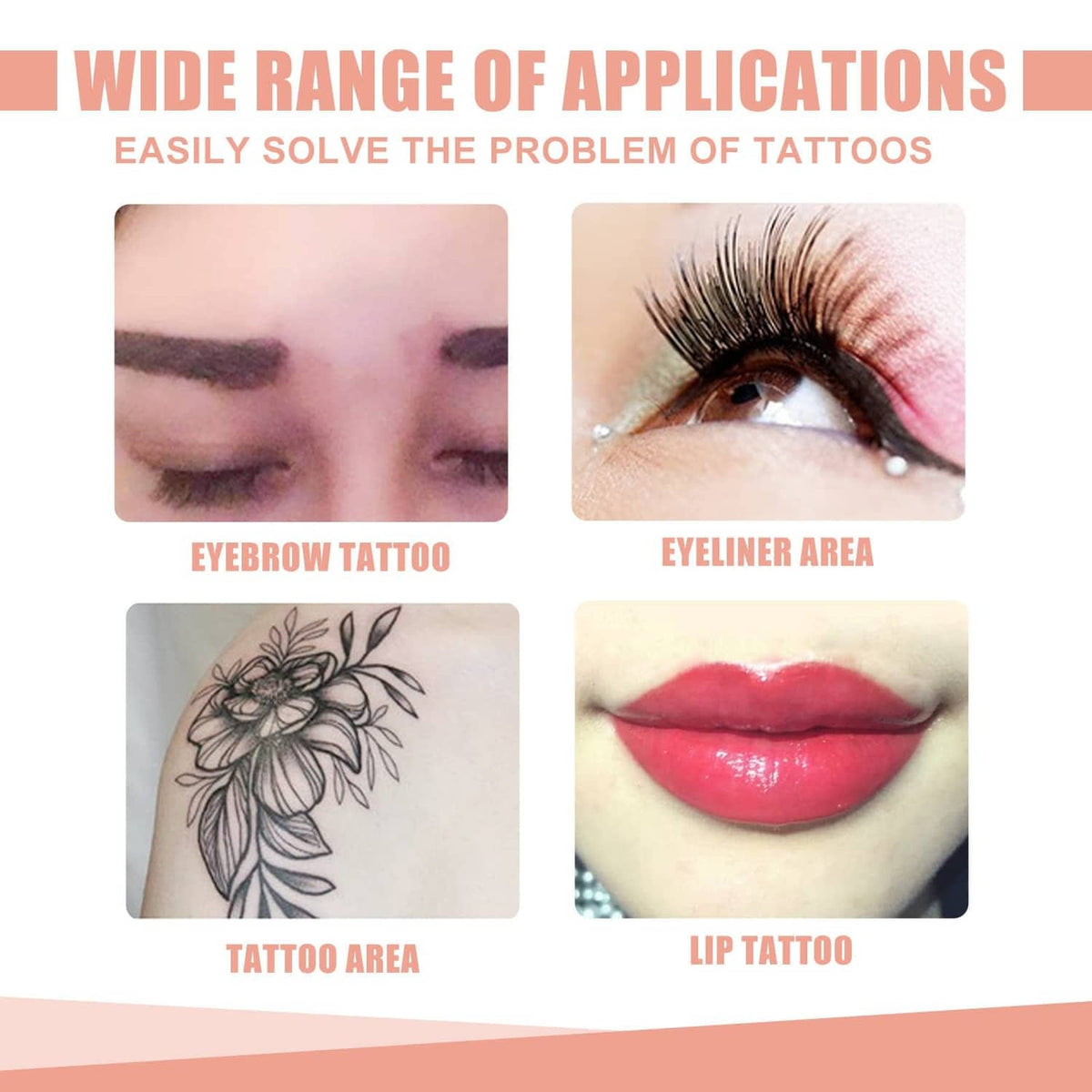 Tattoo erasing cream for eyebrow, eyeliner, tattoo, and lip areas; product shown