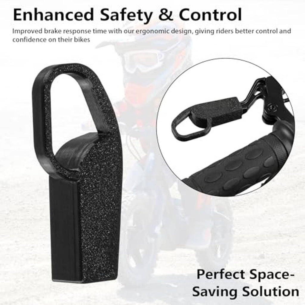 Black brake lever extension with textured loop grip, close-up view