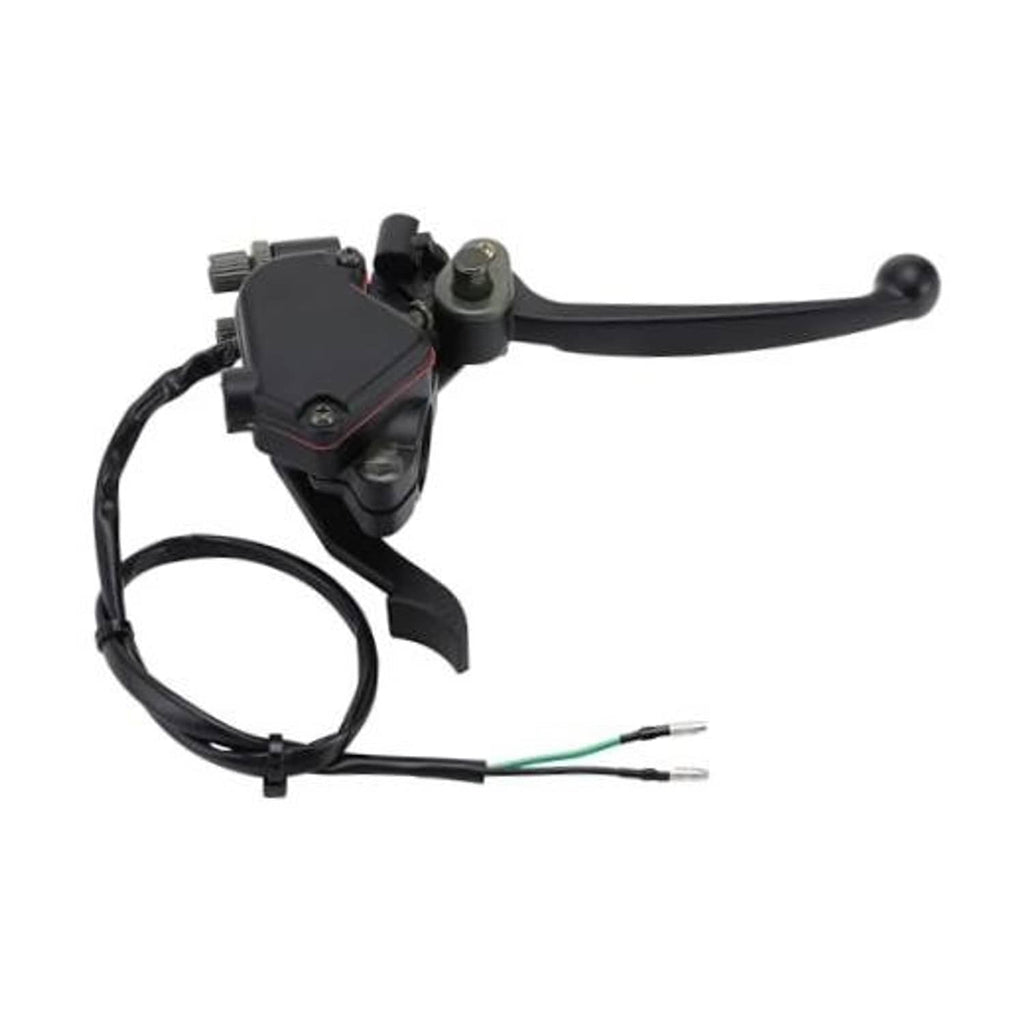Black brake lever thumb throttle assembly with wiring leads and control housing