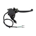 Black brake lever thumb throttle assembly with wiring leads and control housing