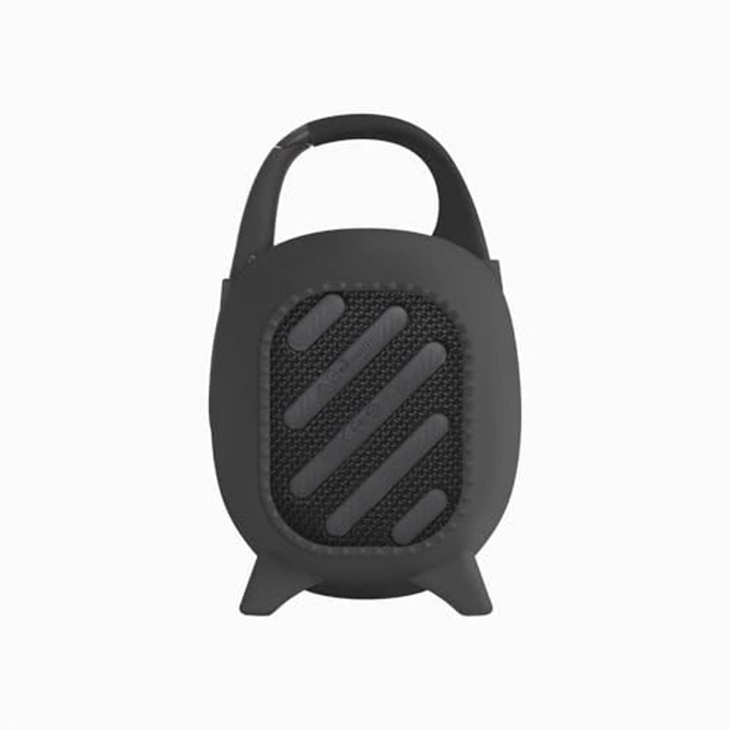 Black silicone carrying case with handle, textured front grille area