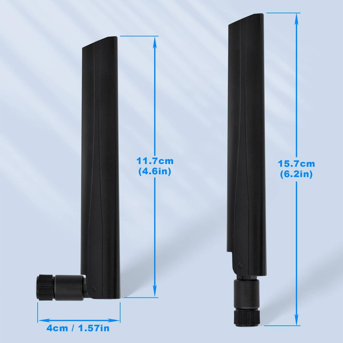 Black omnidirectional antennas with SMA male connector and threaded mounting base