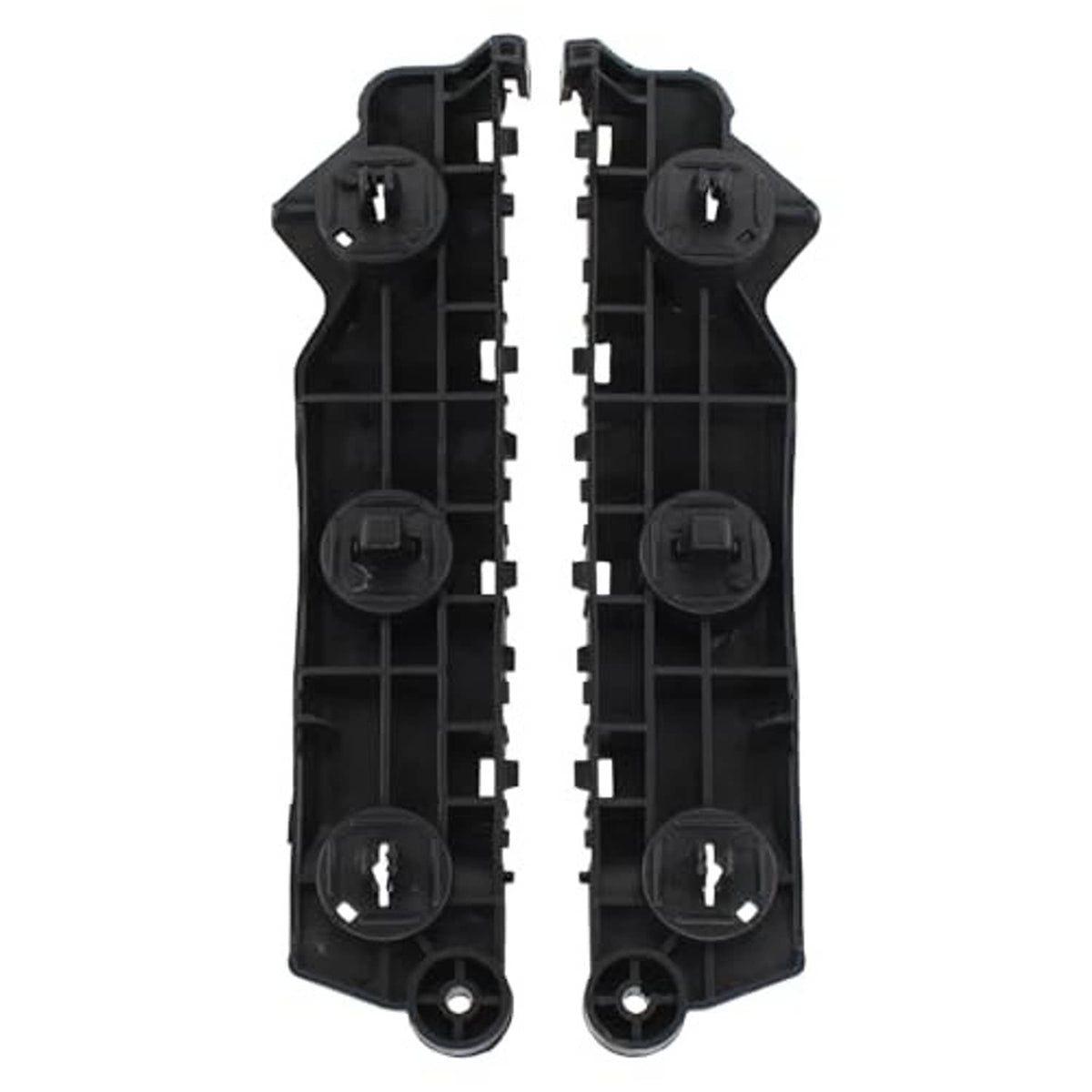Front bumper bracket pair, black plastic inside structure with several circular grommet holes.
