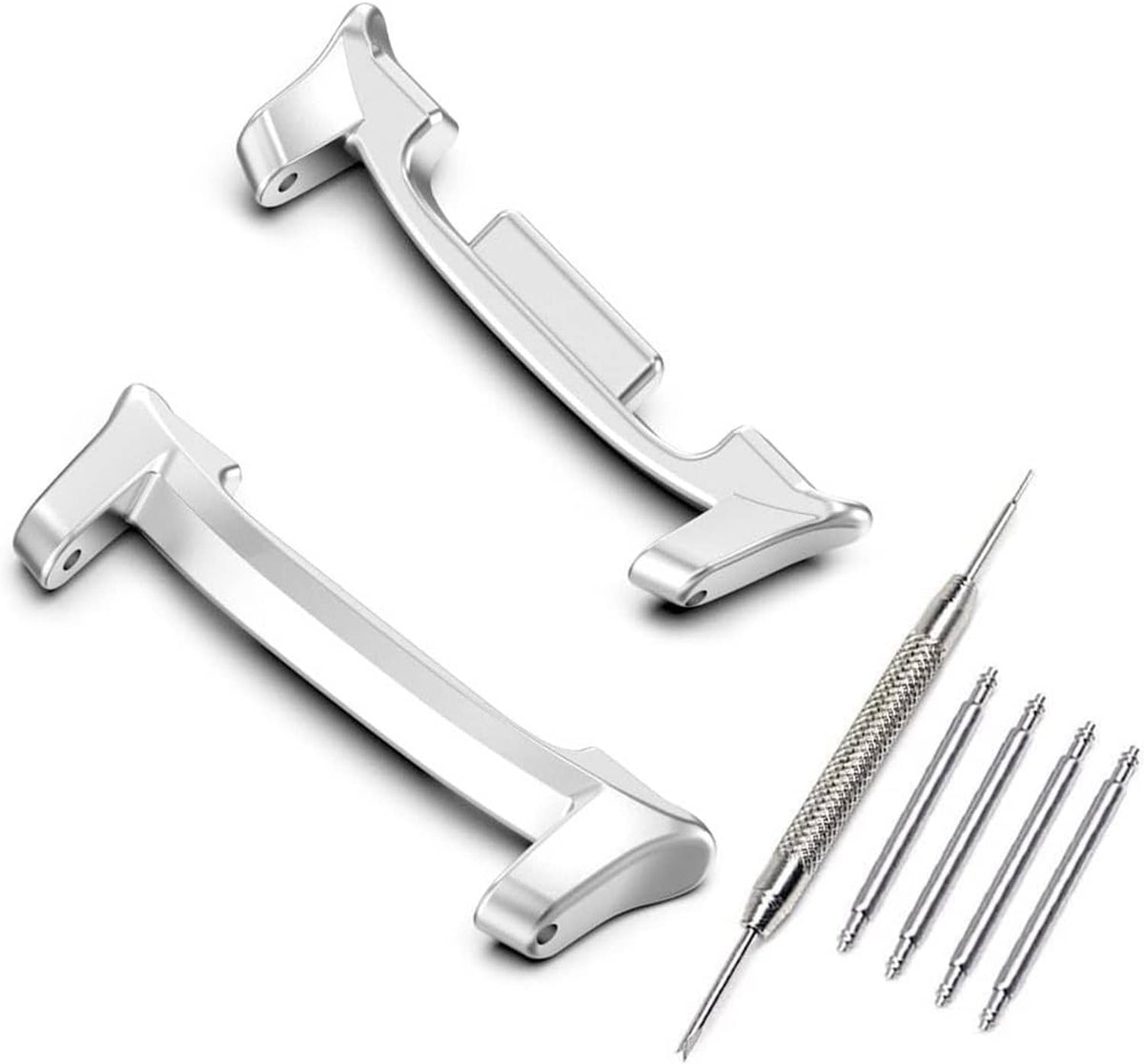 Watch band connectors adapter set with two metal brackets and spring bar tools