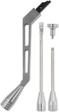 Polished column shifter lever kit with mounting bracket and chrome rods