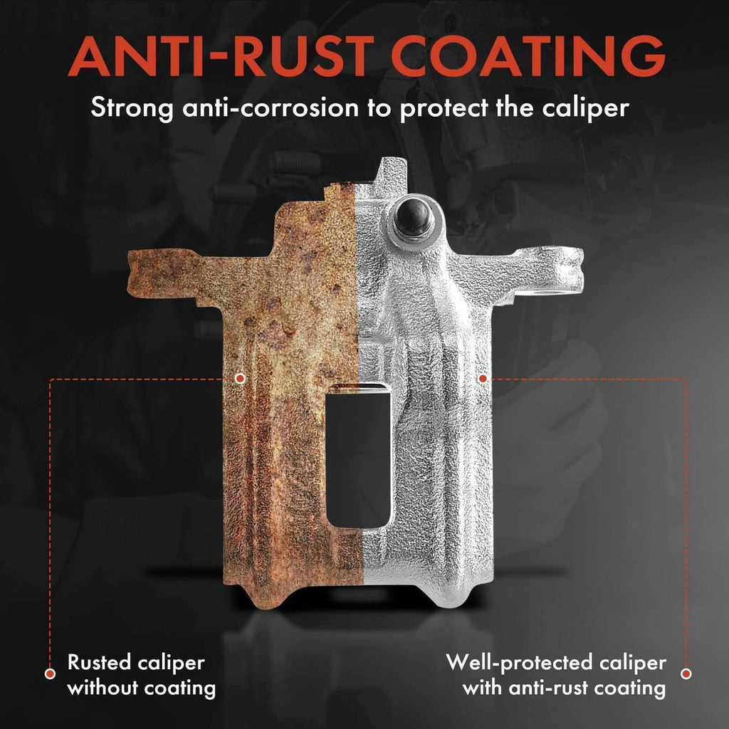 Front brake caliper coated steel housing with anti-rust appearance