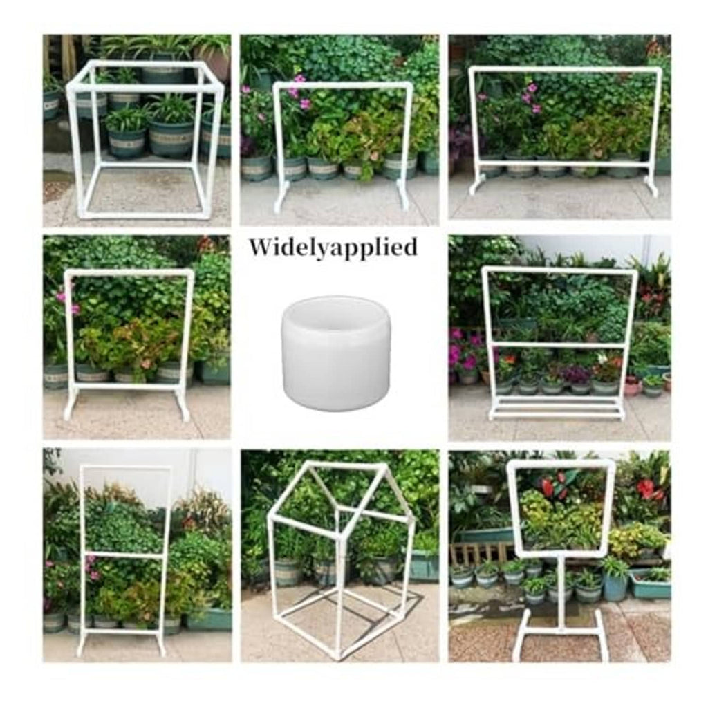 White PVC pipe end cap plug displayed for outdoor plant stand furniture