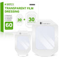 Transparent square film dressing, waterproof white pads, 60-count pack