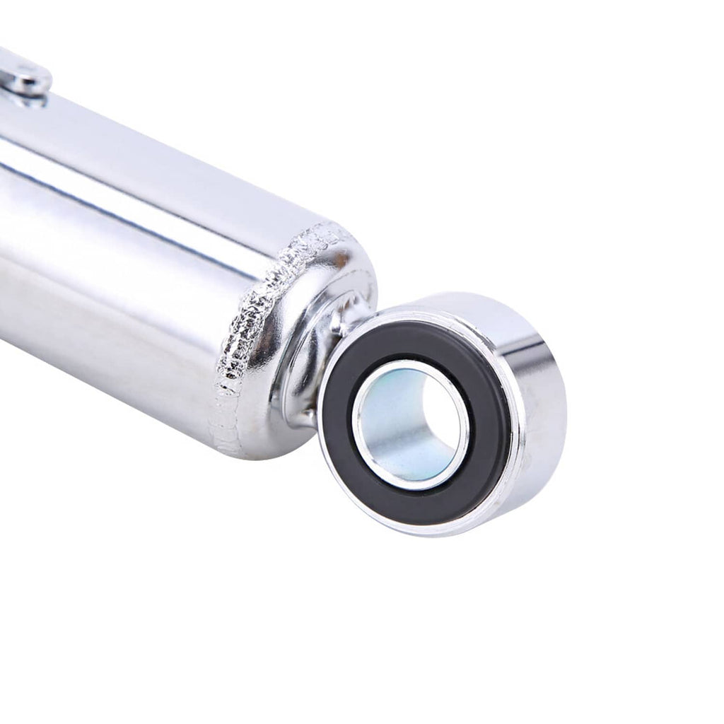 Chrome shock absorber lower end with rubber bushing and metal mounting eye