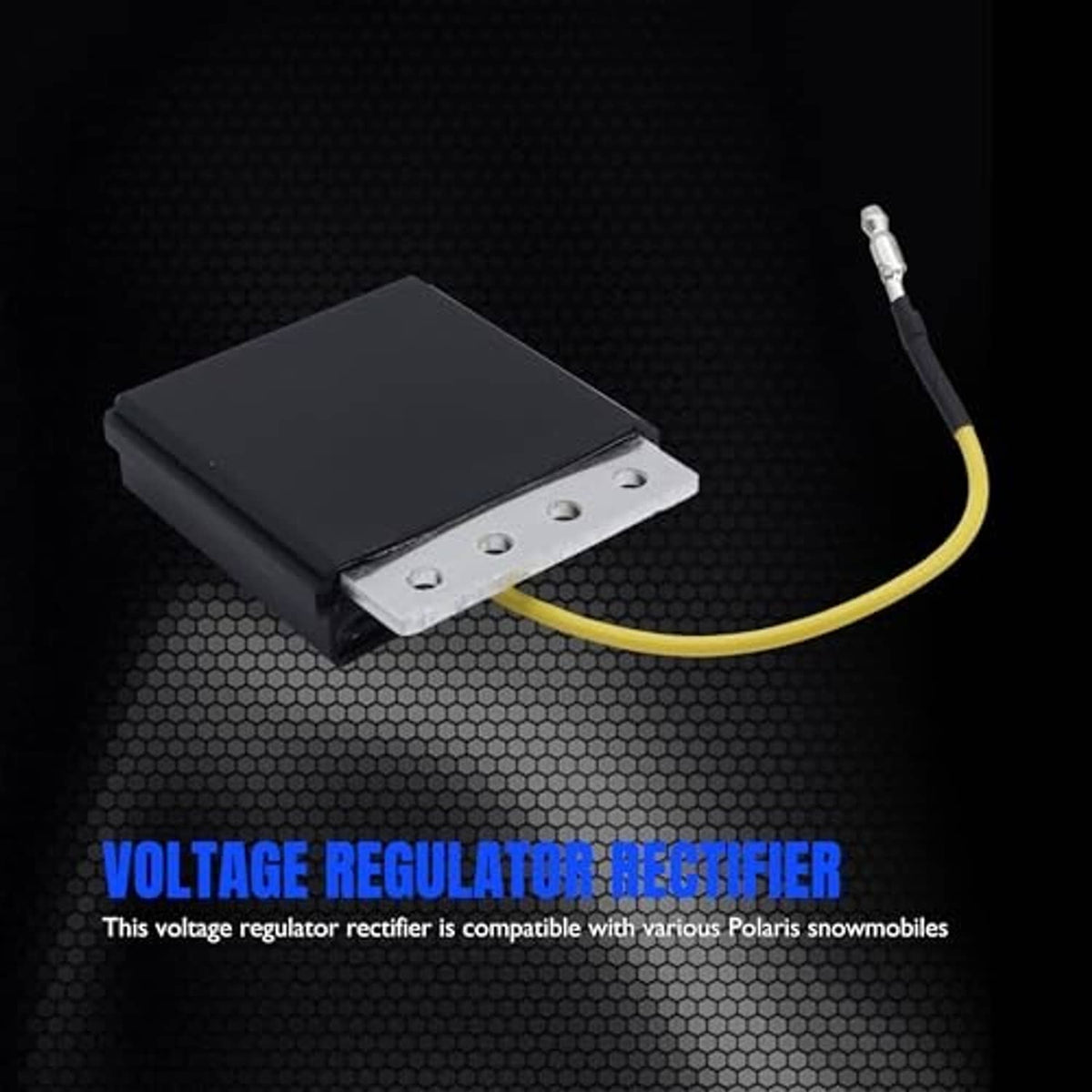 Voltage regulator rectifier with metal bracket holes and yellow wire
