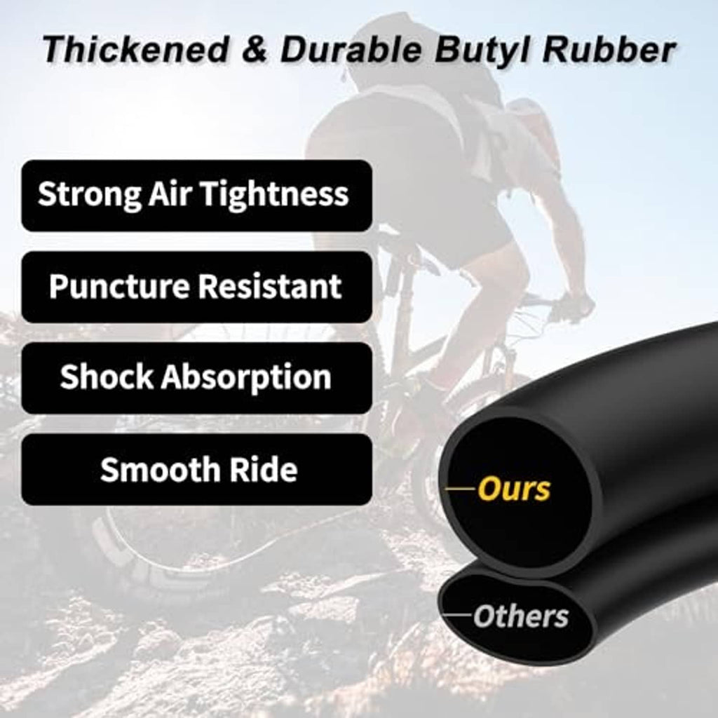 Thick black bike tube with puncture resistance and shock absorption design