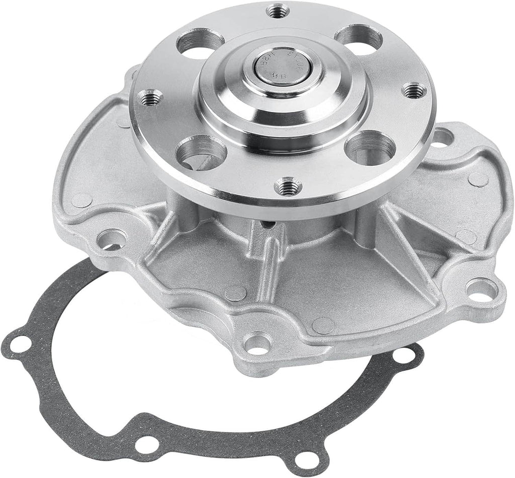 Metal silver water pump with mounting flange and gasket