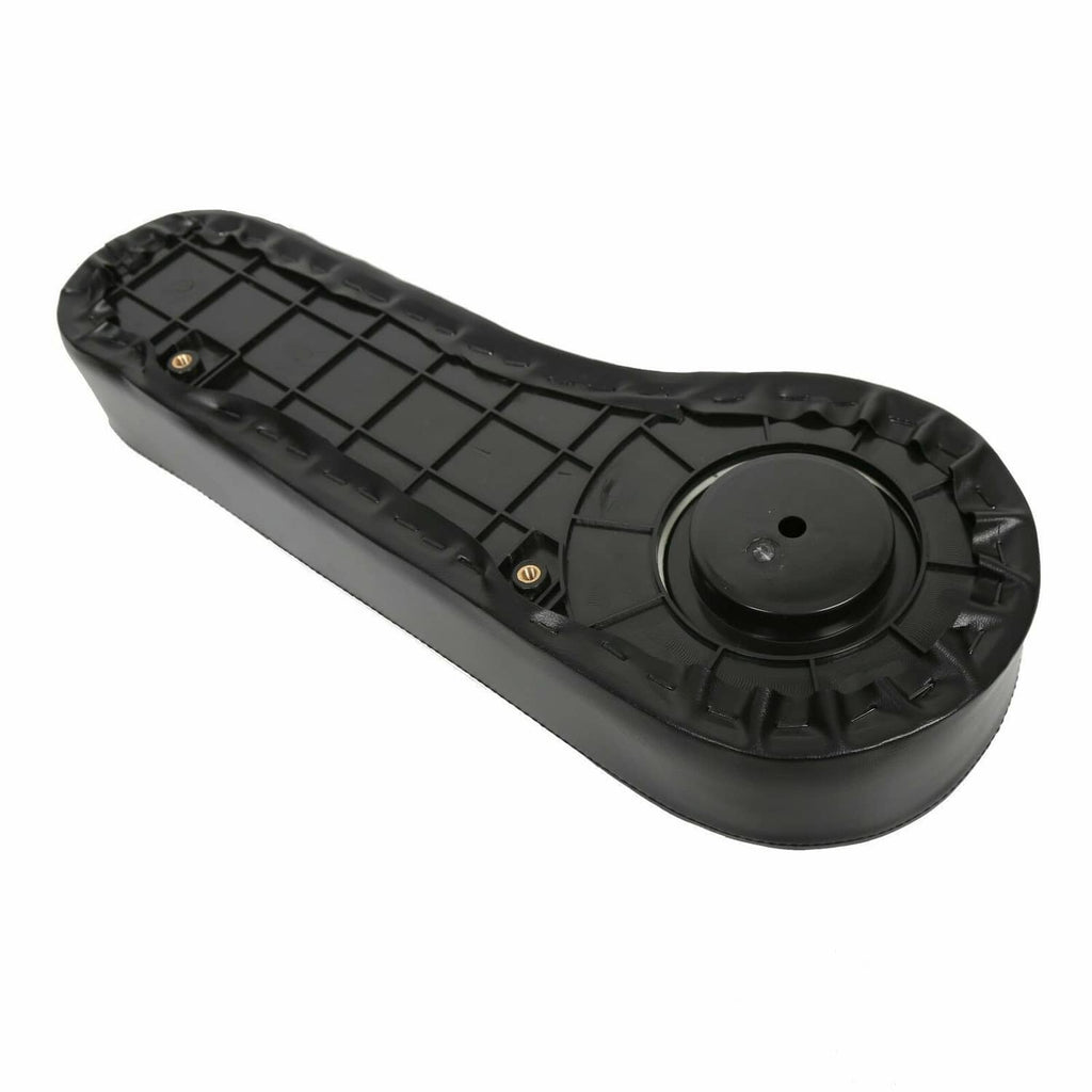 Black golf cart rear armrest with built-in circular cup holder