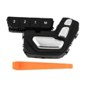 Power seat adjust control switch with black buttons labeled 3, 2, 1, M and silver rocker