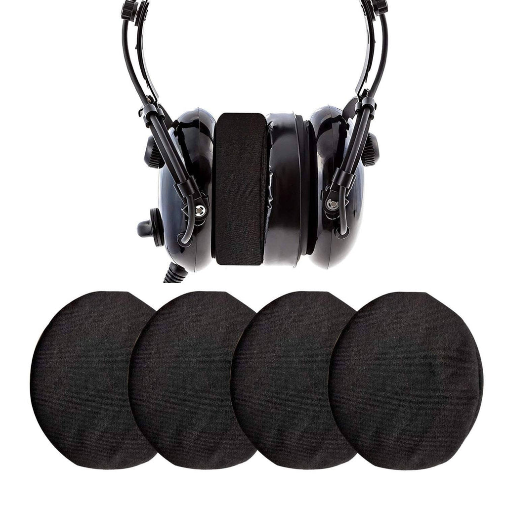 Headphone earpad covers set of four, round black fabric replacement pads