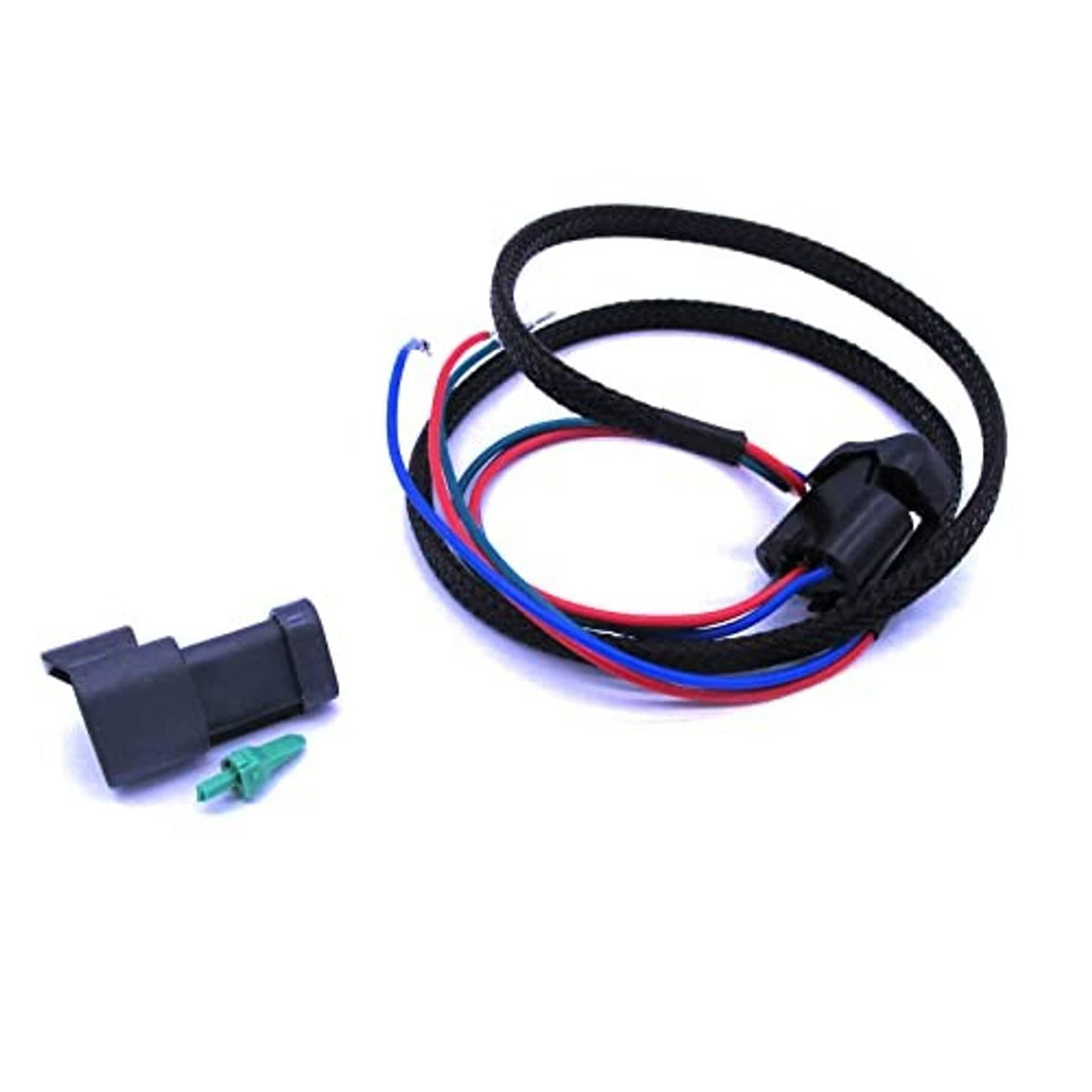 Trim tilt PTT switch wire harness kit with black connector, teal terminal, and blue/red wiring