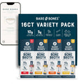 Instant bone broth powder variety pack with 16 packets of assorted flavors