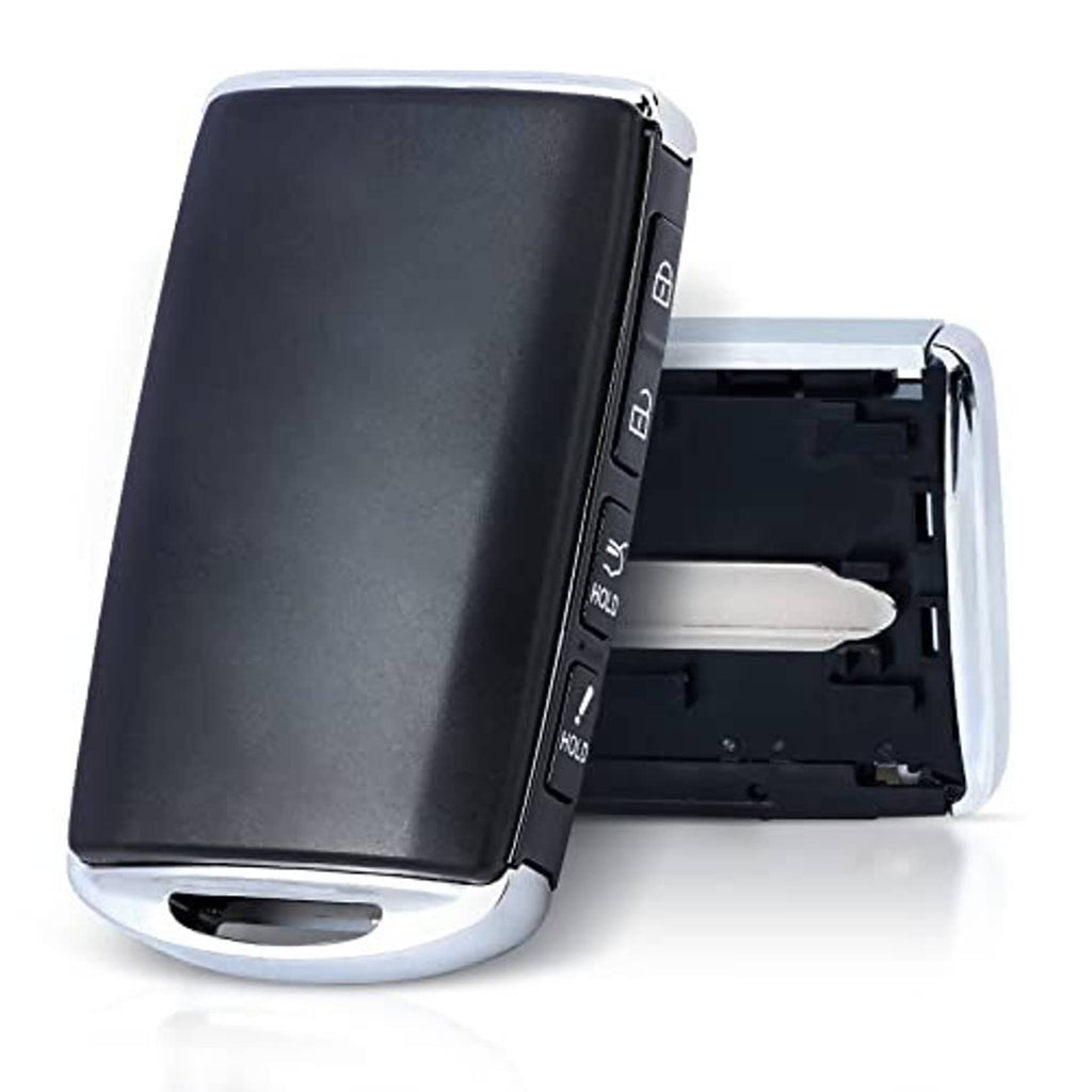 Dark key fob shell case with open battery/remote interior and side button panel