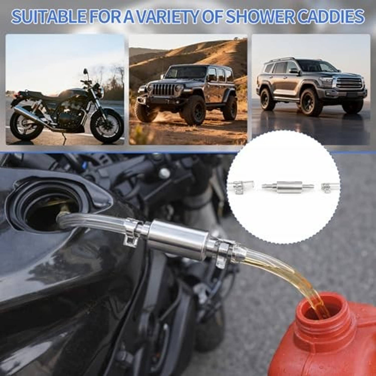 Close-up brake bleeding kit: metal check valve with clear hose into fluid container