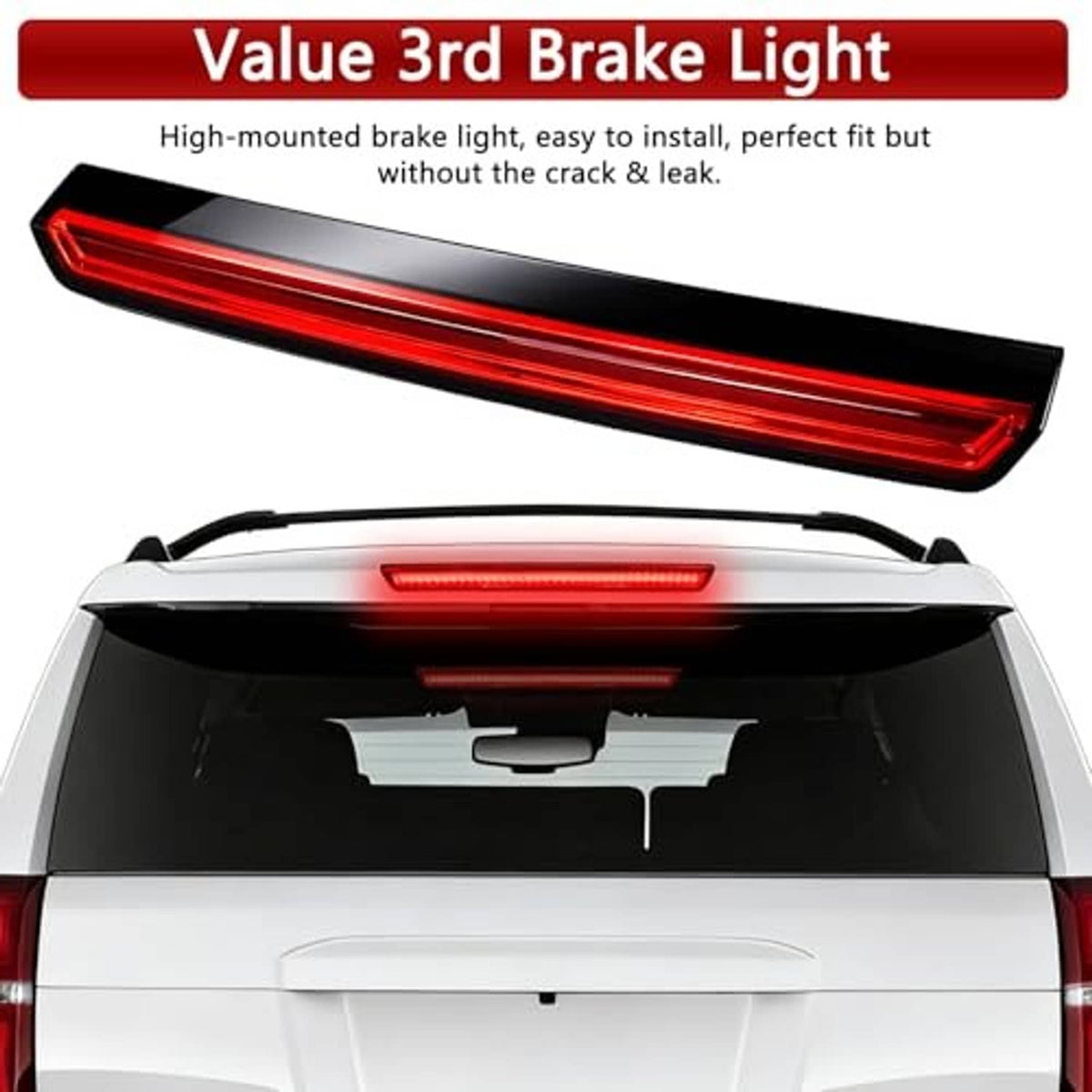 Value high-mounted third brake light LED strip with red reflector lens