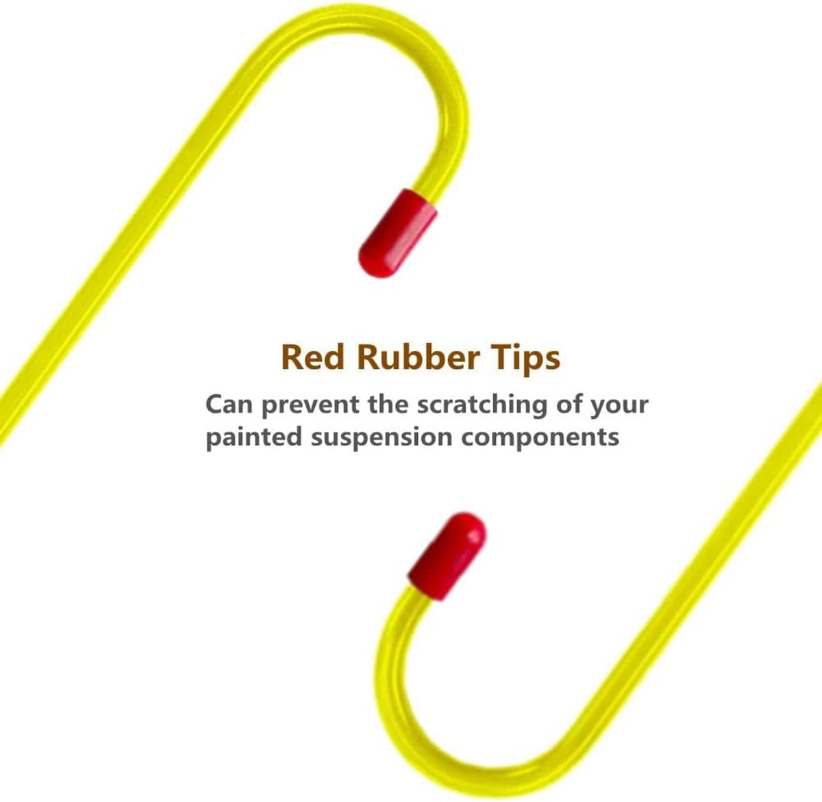 Yellow U-shaped brake caliper hanger hook with red rubber tip