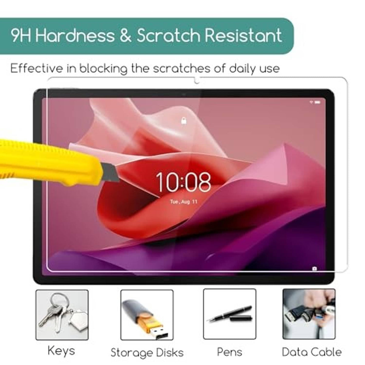 9H scratch-resistant tempered glass screen protector with clear ultra-thin layer