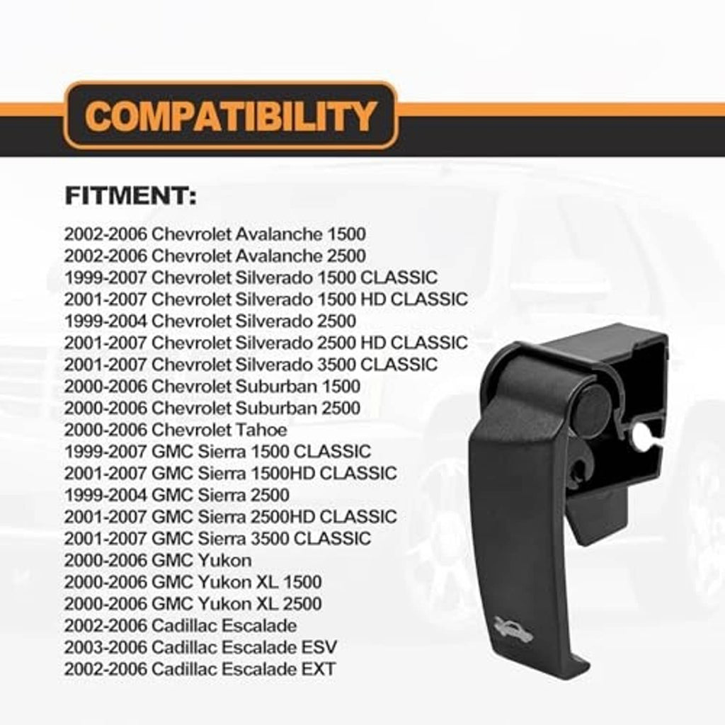 Black hood latch release pull handle with mounting bracket and circular release knob