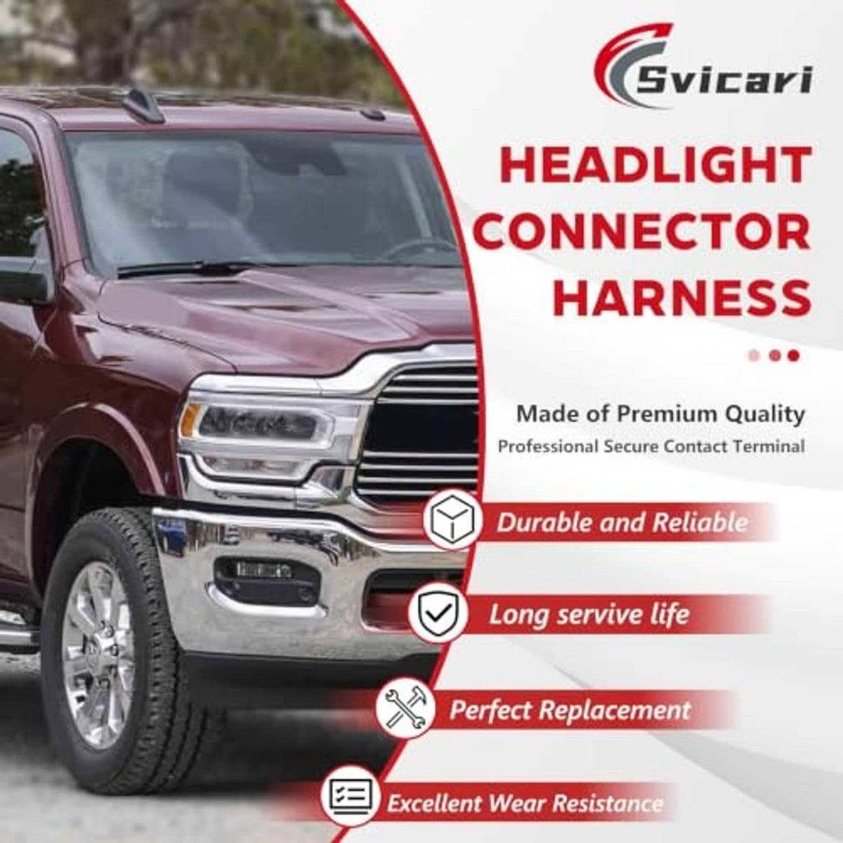 Headlight connector harness with multi-pin plug and cable leads