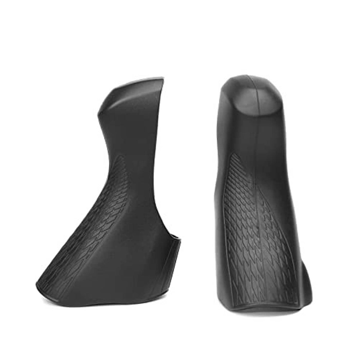 Bike brake lever grip hoods in black, textured surface and hood shape