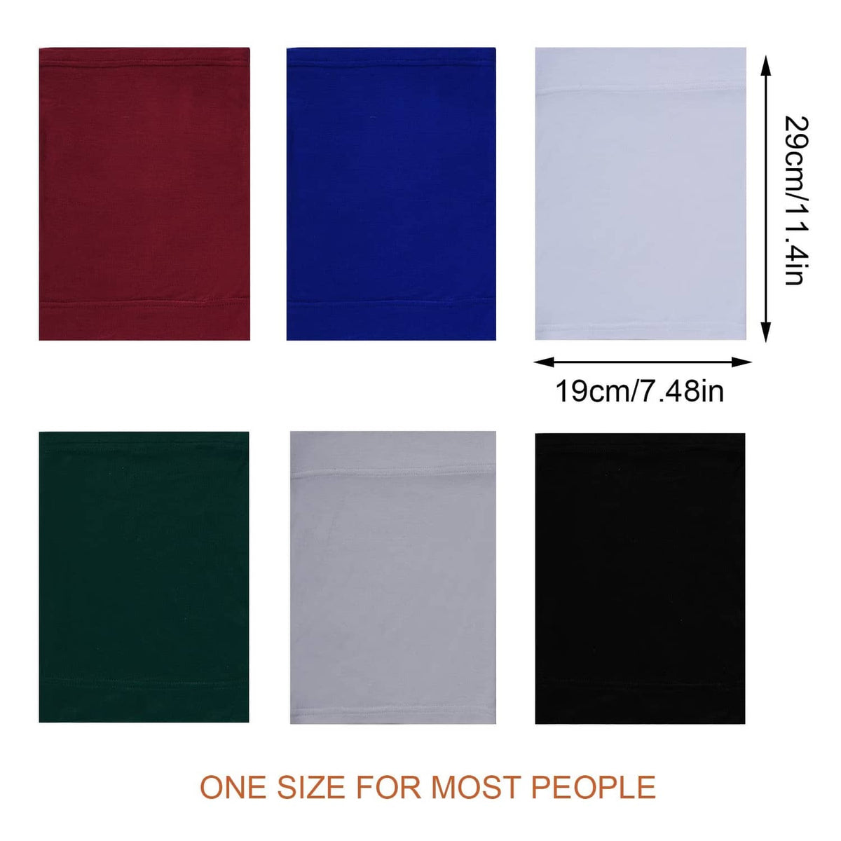 Fabric head wrap tube cap in red, blue, light grey, green, grey, and black (one size)