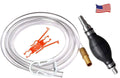 Clear siphon hose with black hand pump and brass connector fittings