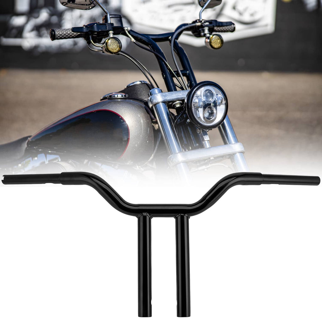 Black MX T-bar handlebar, 14 in rise, with straight grips and front headlight view