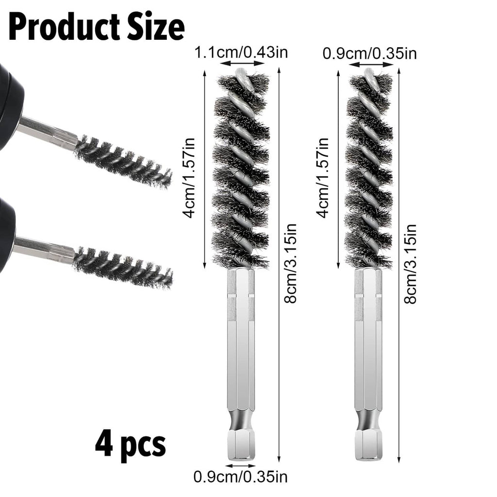 4 golf club brush heads with black bristles and silver elongated handle