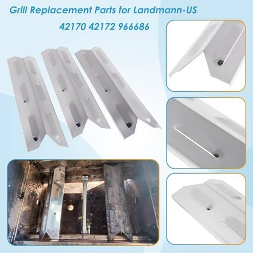 Grill replacement parts kit with white heat plates and stainless burner tubes
