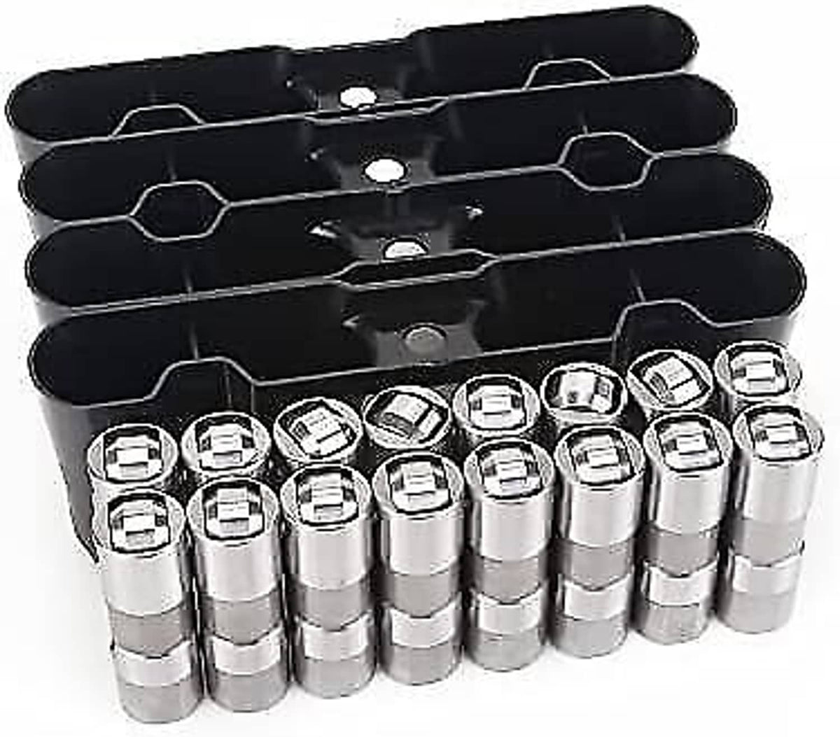Lifter and guide tray set: silver lifters with black mounting tray